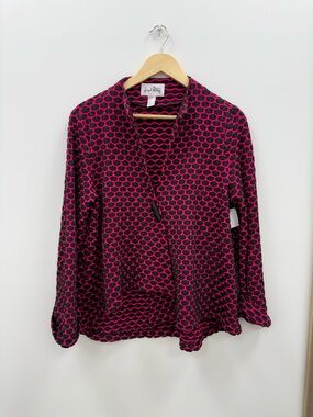 Joseph Ribkoff Pink and Black Geometric V-Neck Blouse